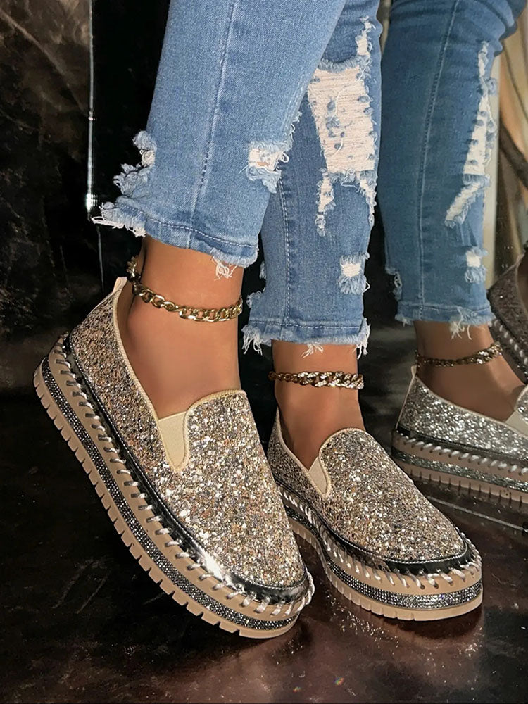 Glitter Slip-On Loafers