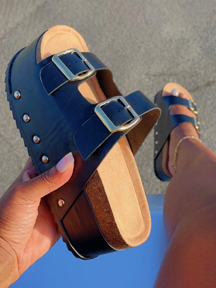 Double Buckle Strap Platform Sandals - Bold Muse Co
