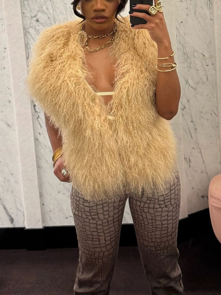 Mongolian Fur Halter Top