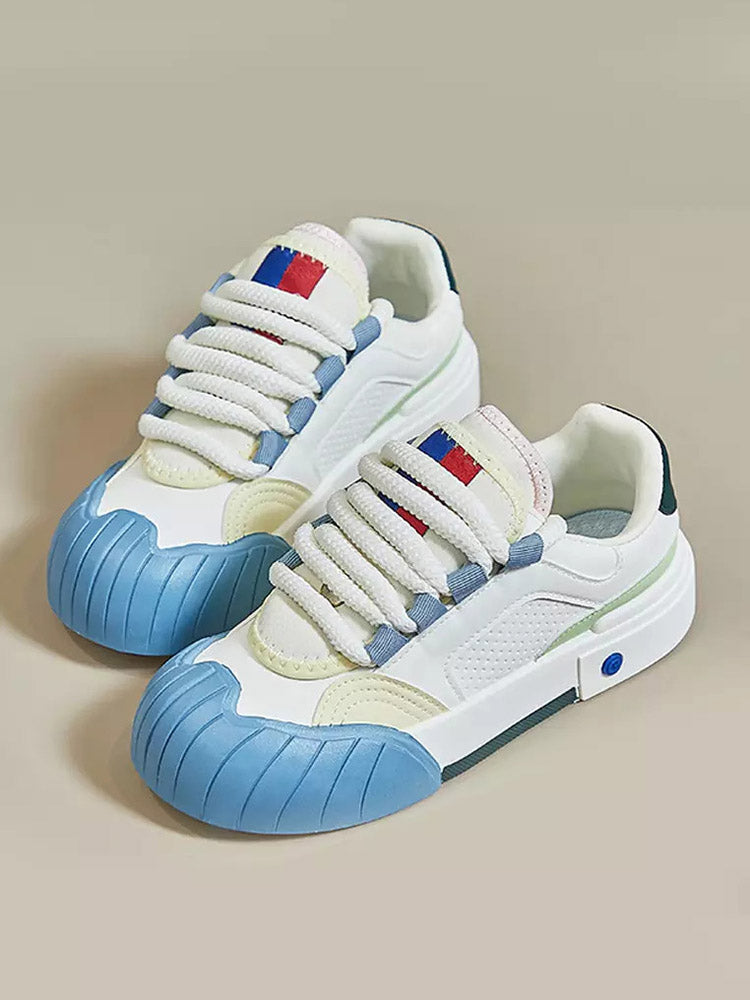 Color Contrast Rubber Toe Sneakers - Bold Muse Co