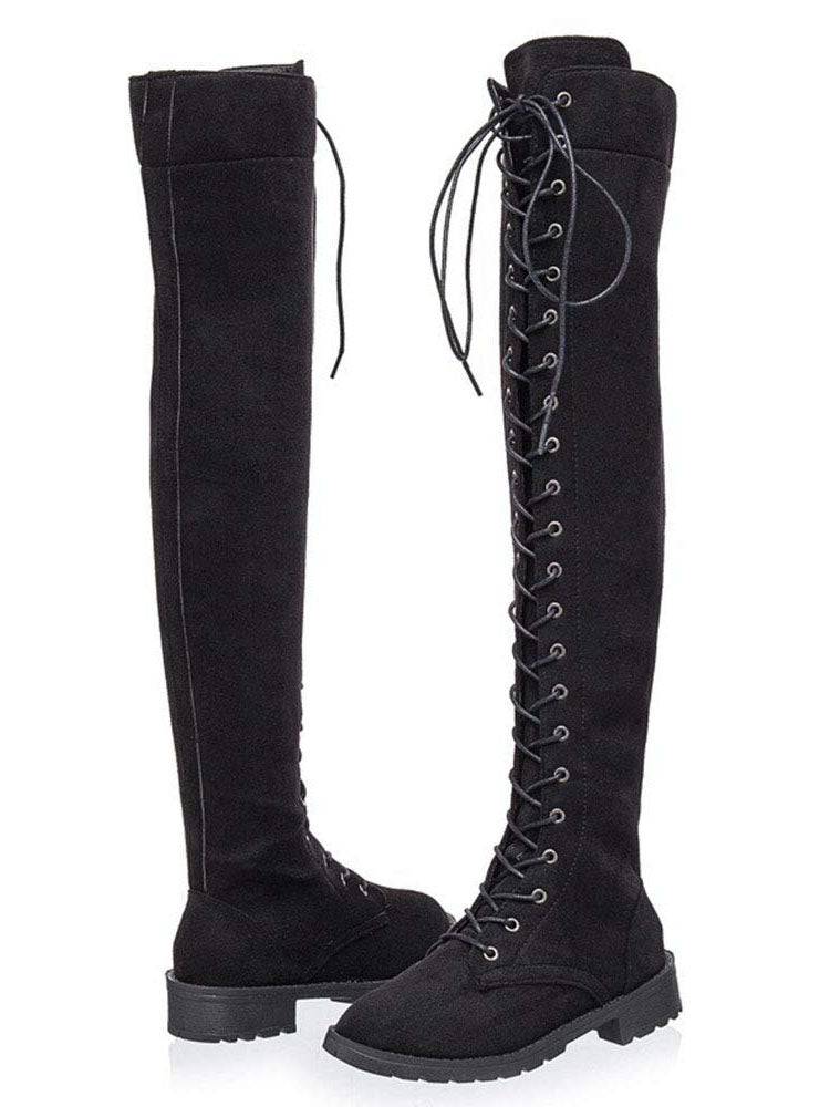 Lace Up Flat Suede Boots - Bold Muse Co