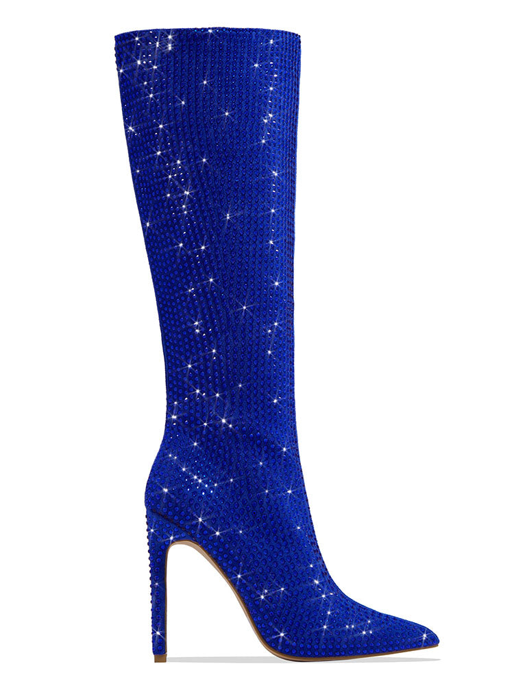 Crystal-Embellished Suede Boots - Bold Muse Co