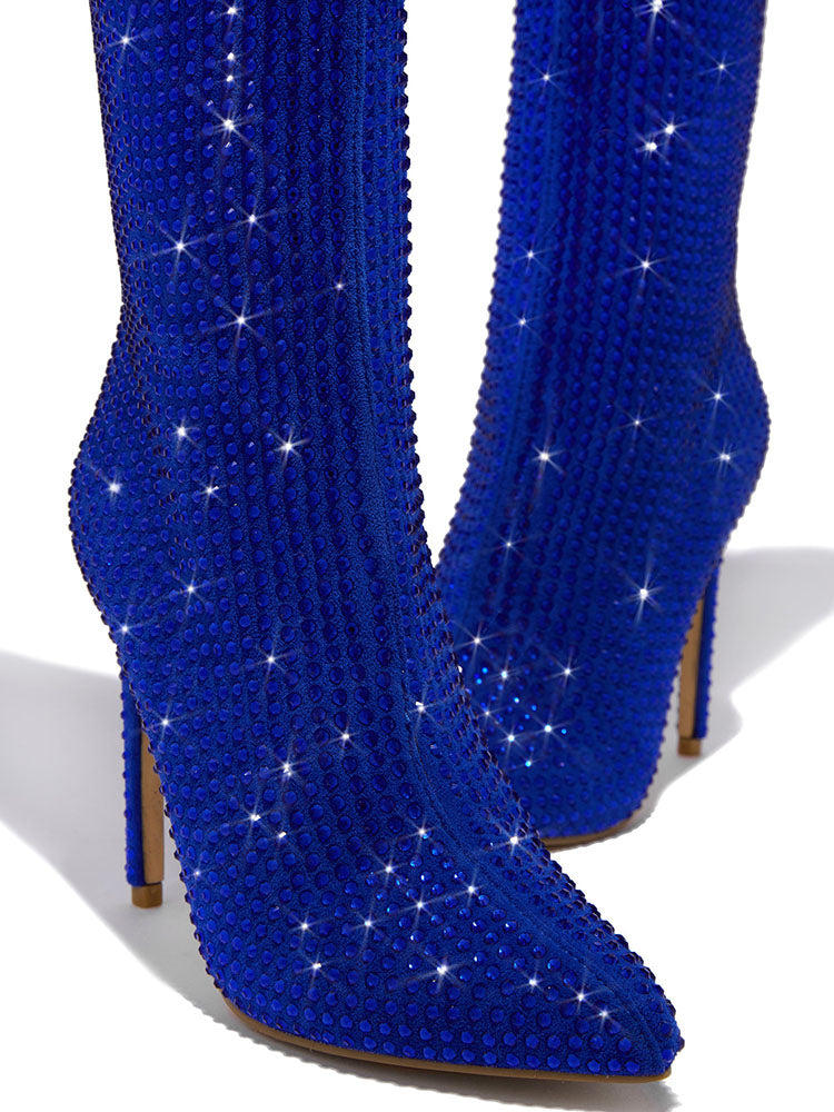 Crystal-Embellished Suede Boots - Bold Muse Co