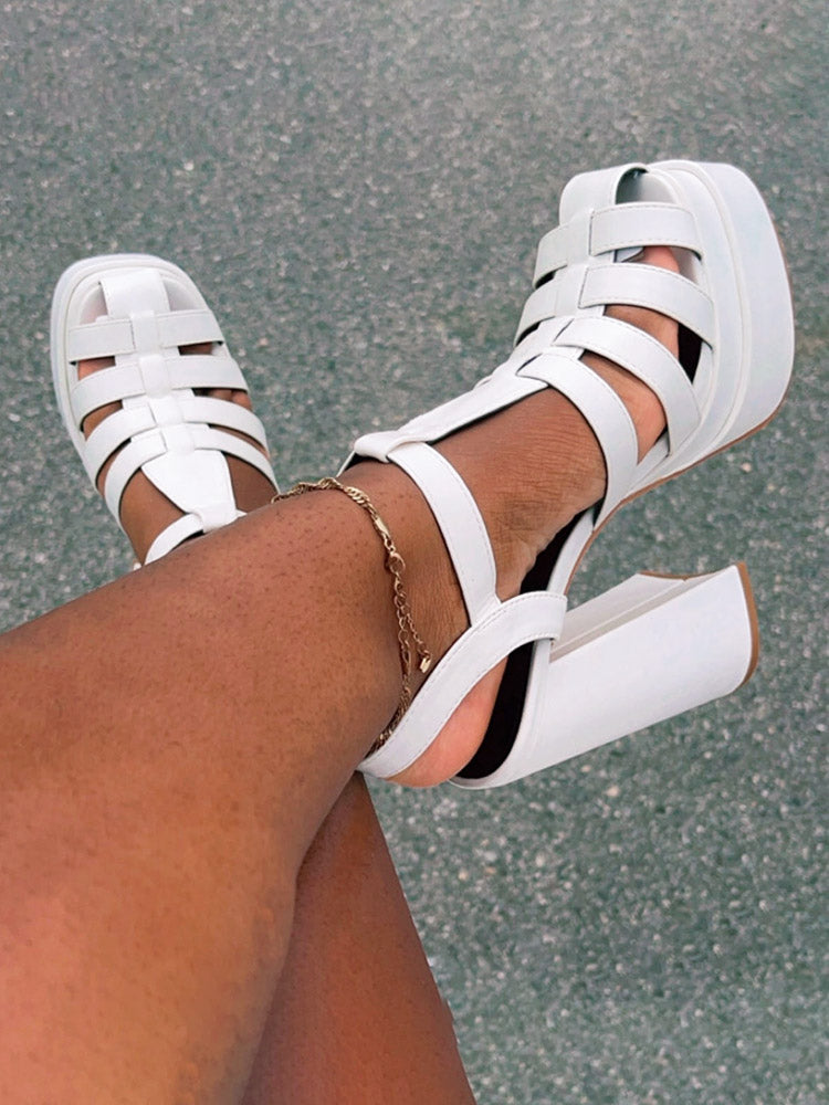 Braid Platform Chunky Heel Sandals - Bold Muse Co