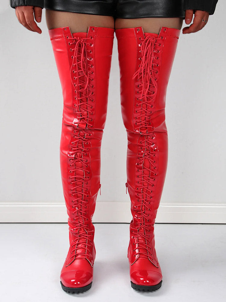 Lace Up PU Leather Boots - Bold Muse Co