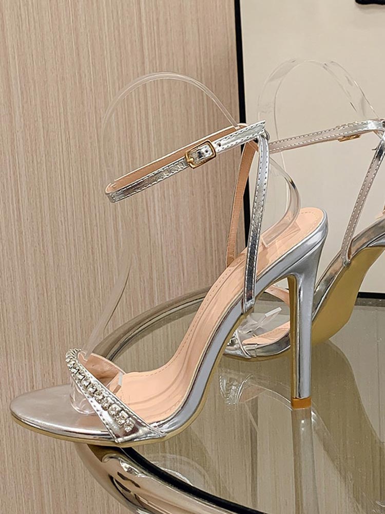 Rhinestone Ankle Strap Heels - Bold Muse Co