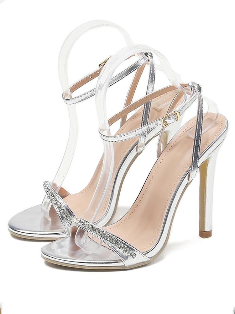 Rhinestone Ankle Strap Heels - Bold Muse Co