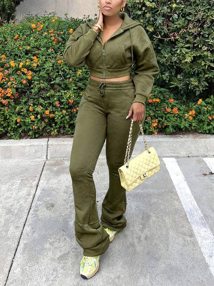 Basic Hoodie Extended Pants Set