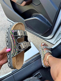 Rhinestone Double Strap Platform Sandals
