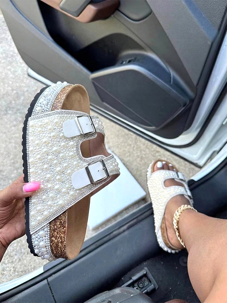 Pearl Double Strap Platform Sandals