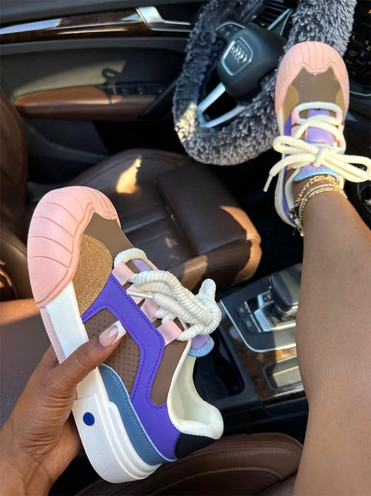 Contrast Panel Shell Toe Sneakers