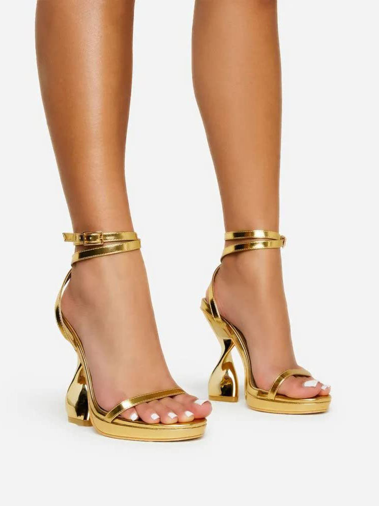 Metallic Sculptural Heel Platform - Bold Muse Co