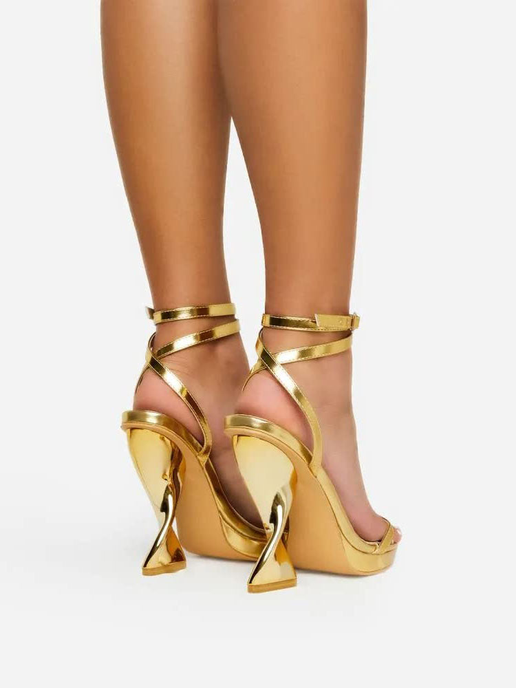 Metallic Sculptural Heel Platform - Bold Muse Co
