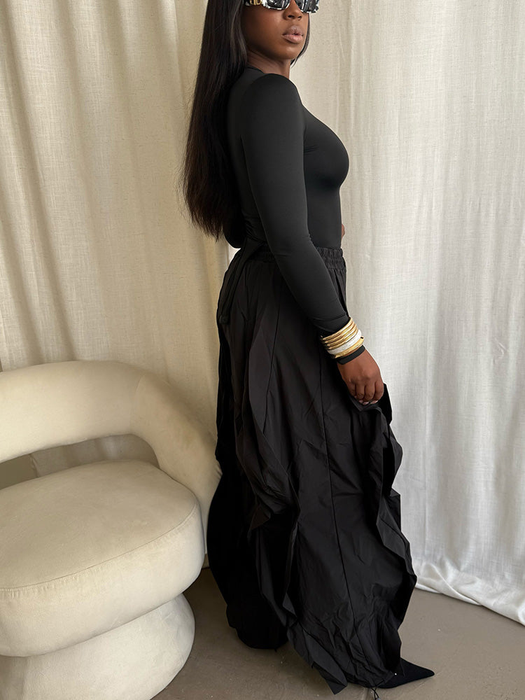 Sleek Top & Windbreaker Pleated Pants Set