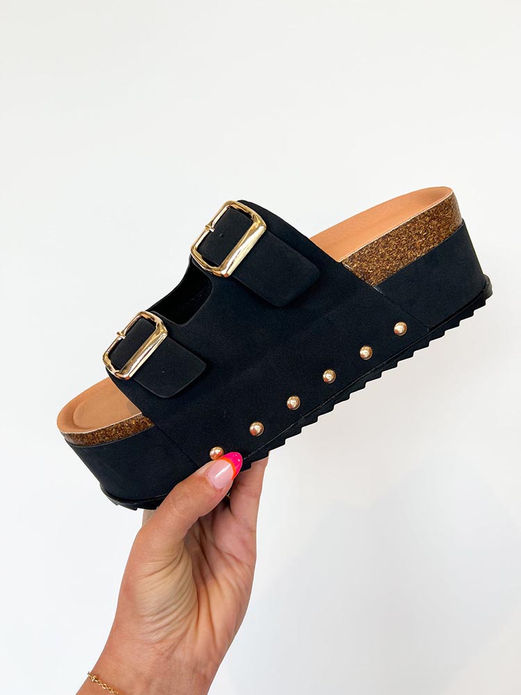 Double Buckle Strap Platform Sandals - Bold Muse Co