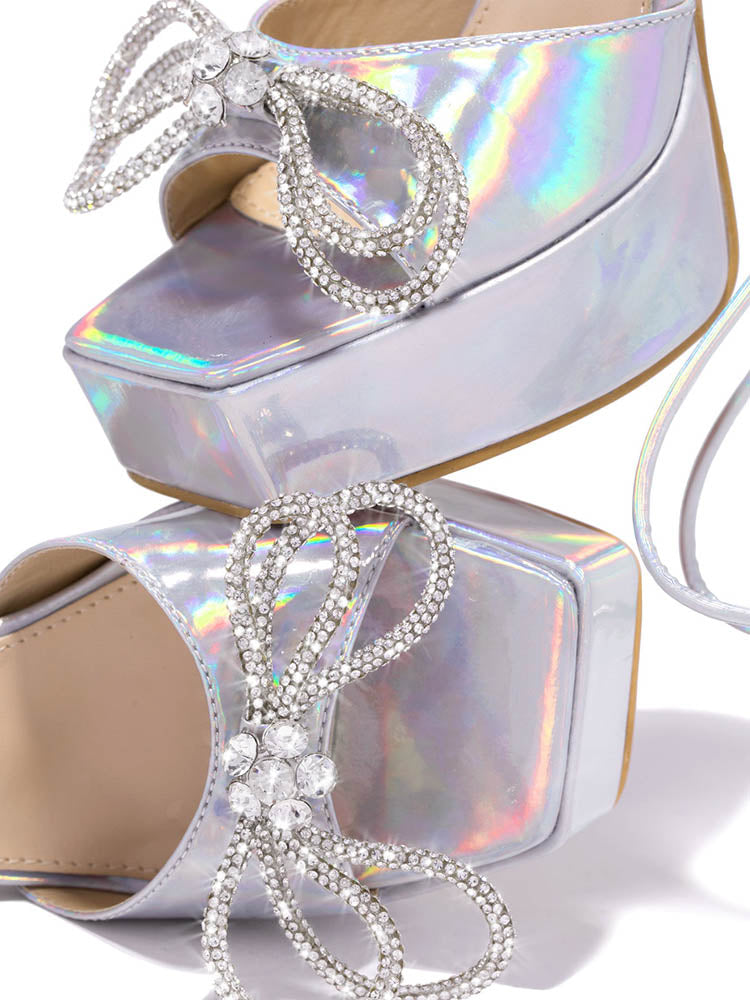 Bow Lace-up Platform Heels - Bold Muse Co