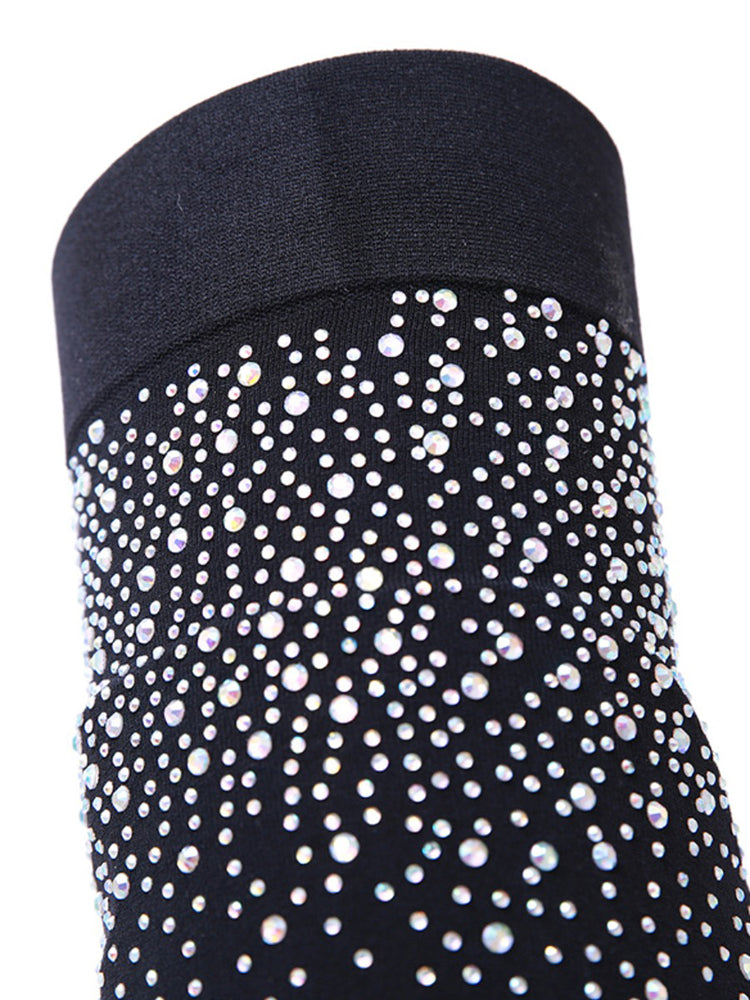 Rhinestone Decor Thigh High Boots - Bold Muse Co