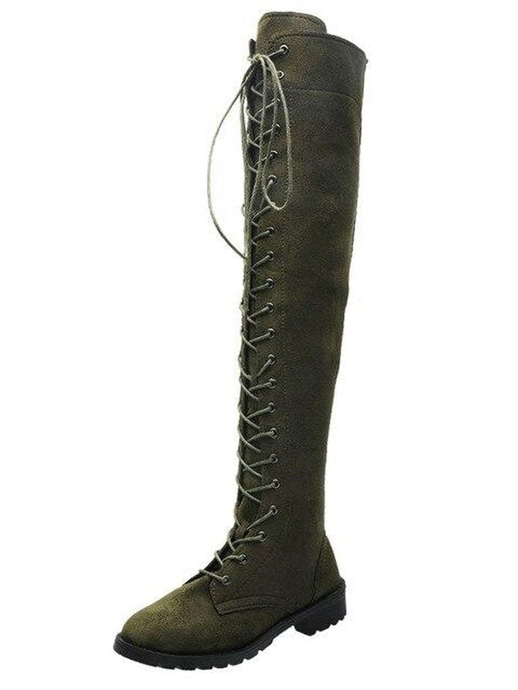 Lace Up Flat Suede Boots - Bold Muse Co