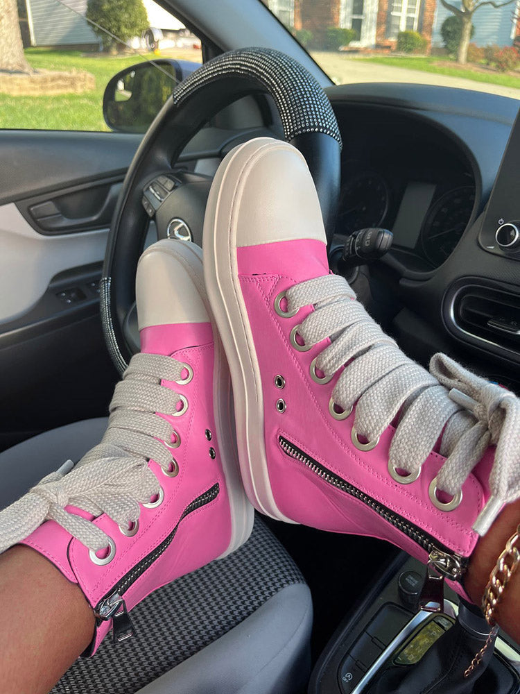PU High-Top Sneakers - Bold Muse Co