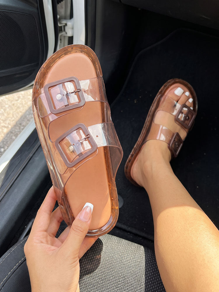 Jelly Double Buckle Sandals