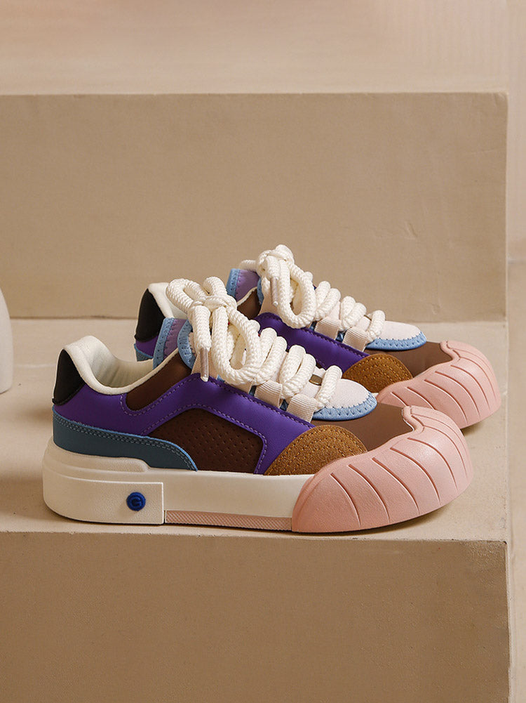 Color Contrast Rubber Toe Sneakers - Bold Muse Co