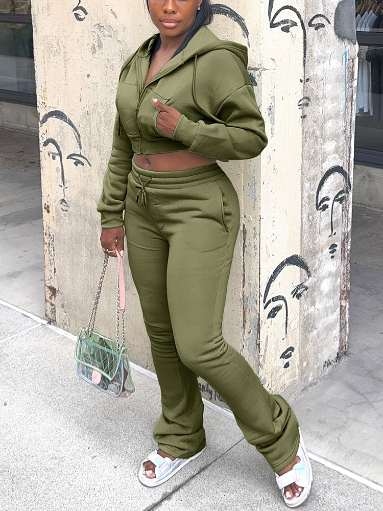 Basic Hoodie Extended Pants Set