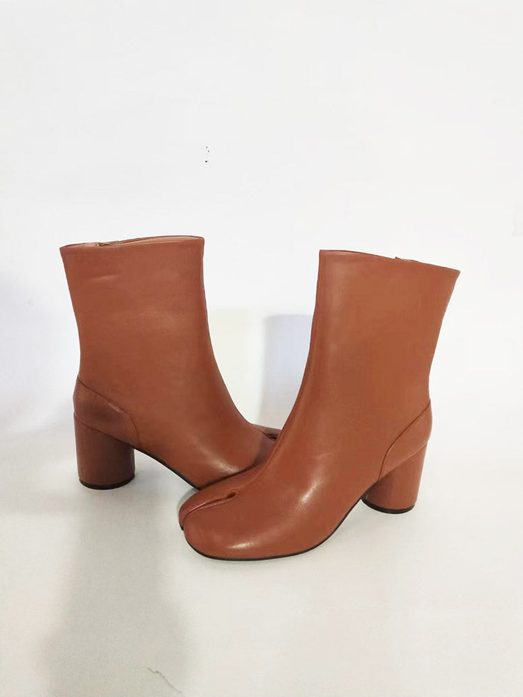 Split Toe Chunky Heel Boots - Bold Muse Co