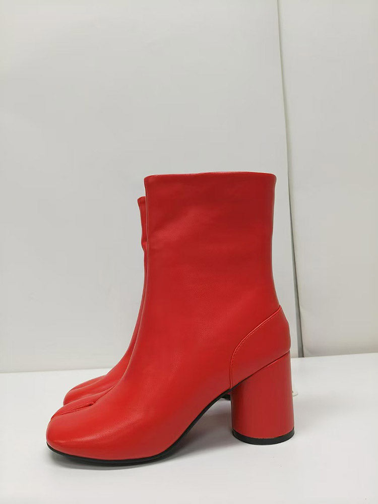 Split Toe Chunky Heel Boots - Bold Muse Co