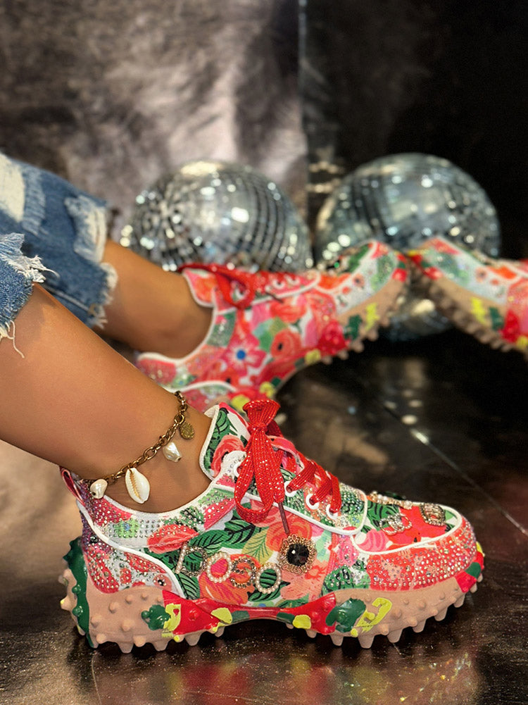 Rhinestone Thick Sole Sneakers