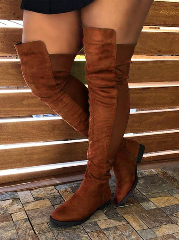 Suede Flat Over Knee Boots - Bold Muse Co