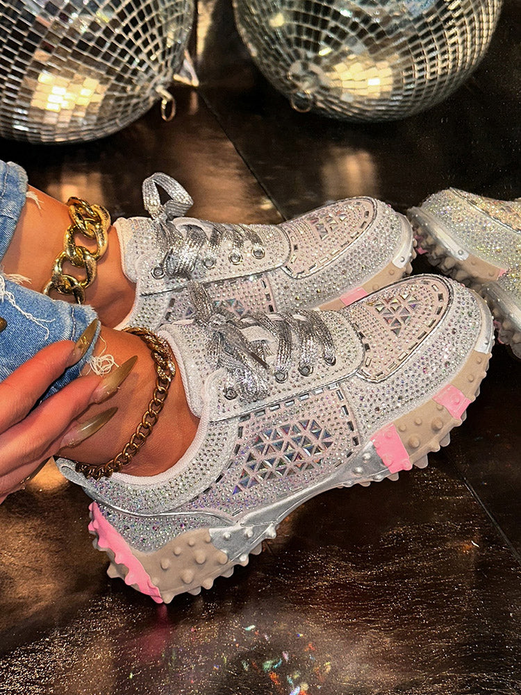 Rhinestone Thick Sole Sneakers