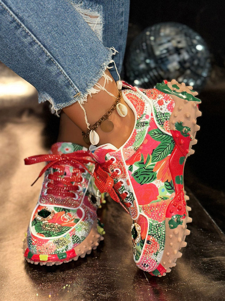 Rhinestone Thick Sole Sneakers