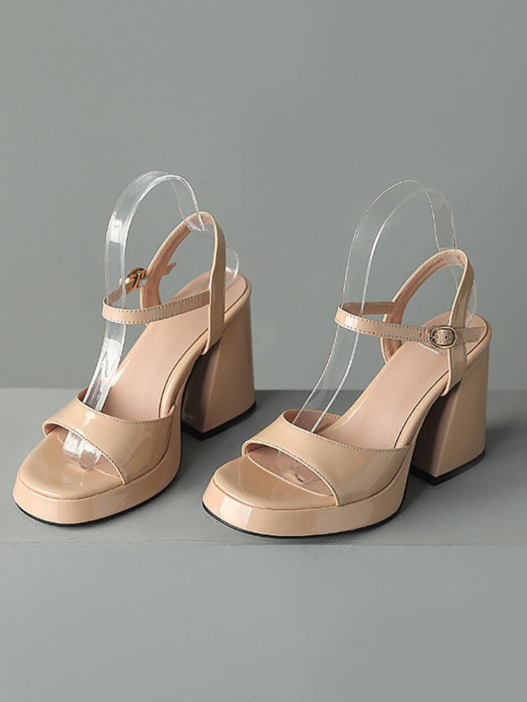 Leather Chunky Heel Sandals - Bold Muse Co