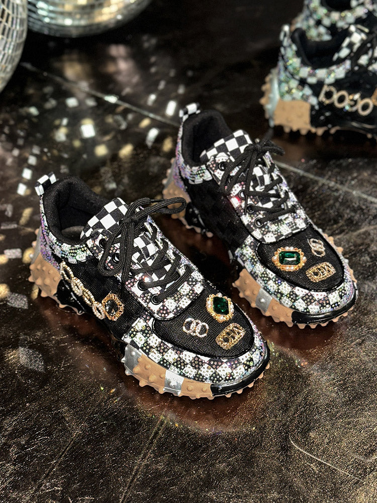 Rhinestone Thick Sole Sneakers