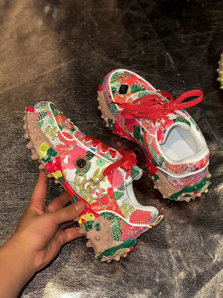 Rhinestone Thick Sole Sneakers