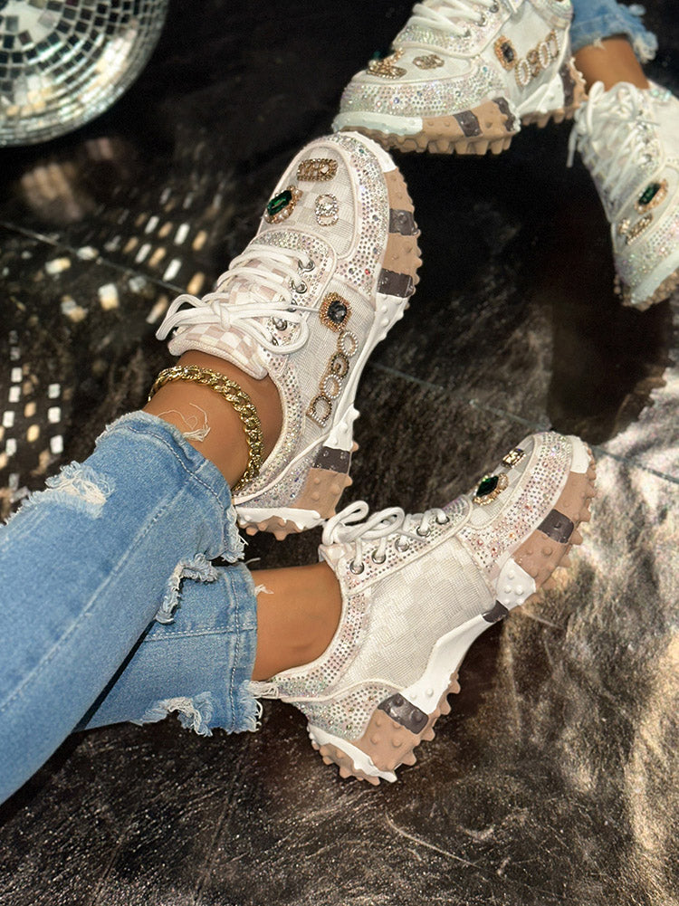 Rhinestone Thick Sole Sneakers