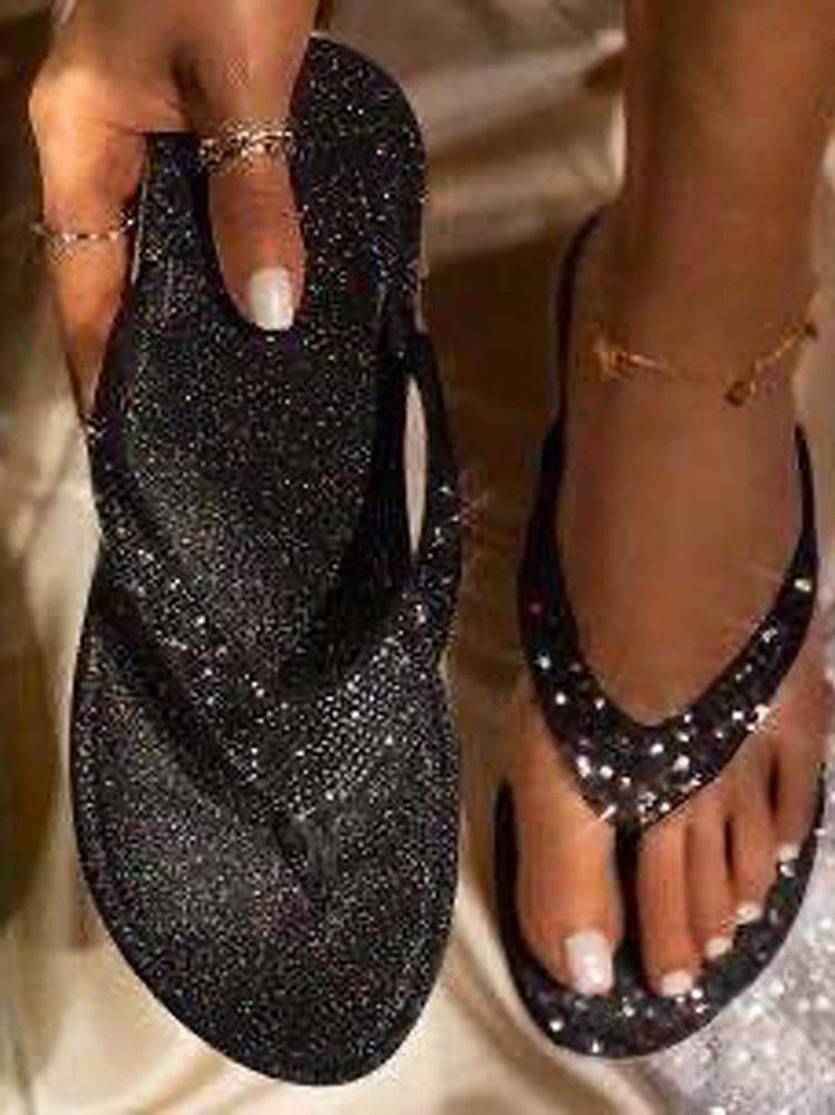 Rhinestone Sequin Flip-Flops - Bold Muse Co