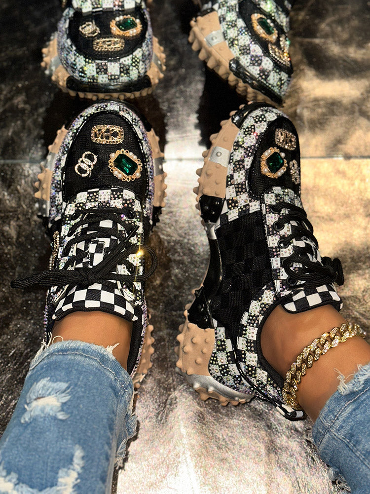 Rhinestone Thick Sole Sneakers