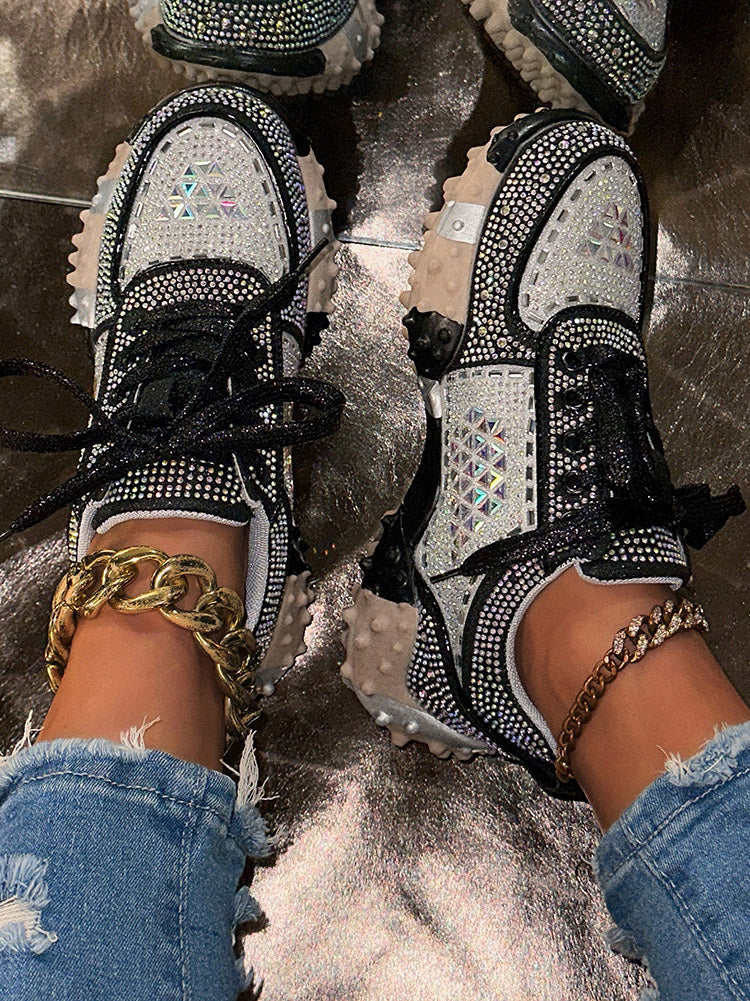 Rhinestone Thick Sole Sneakers