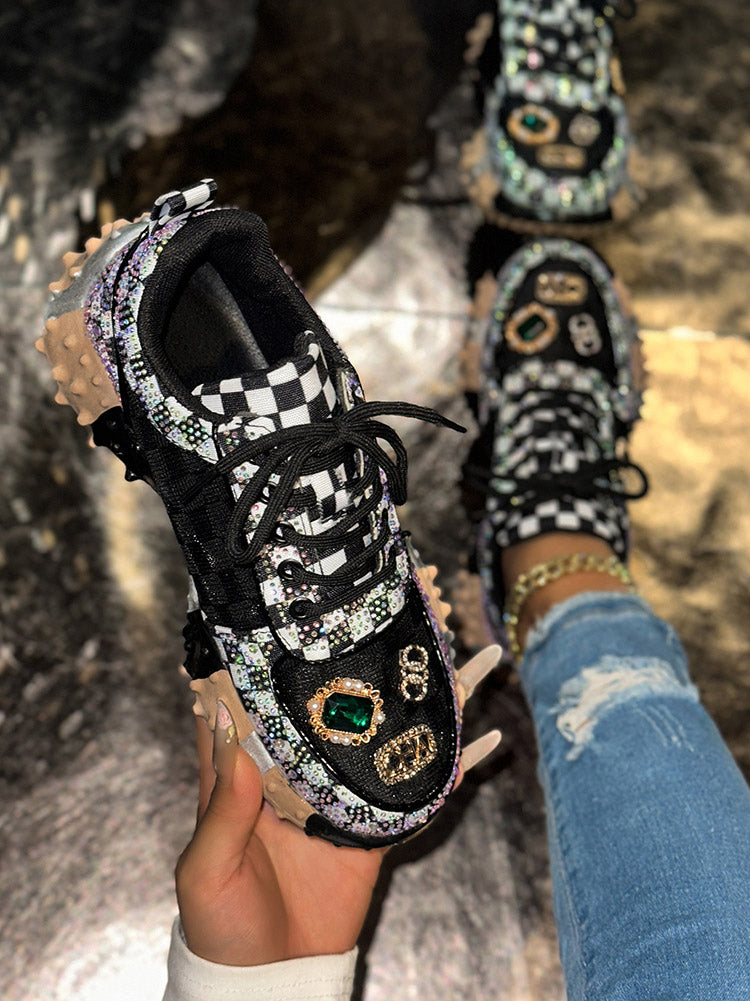 Rhinestone Thick Sole Sneakers