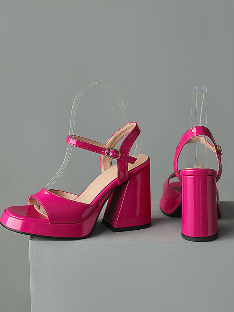 Leather Chunky Heel Sandals - Bold Muse Co