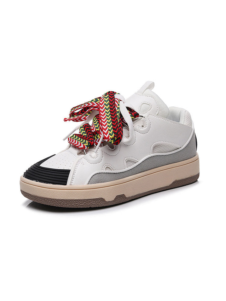 Contrast Lace-up Sneakers - Bold Muse Co