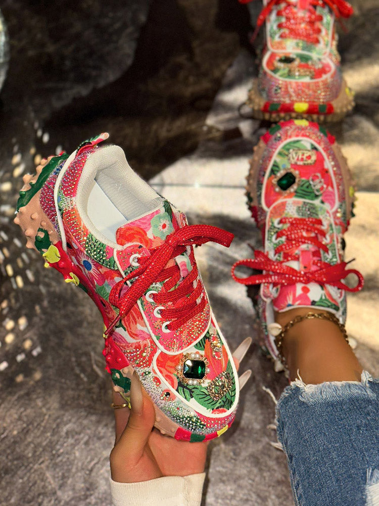 Rhinestone Thick Sole Sneakers