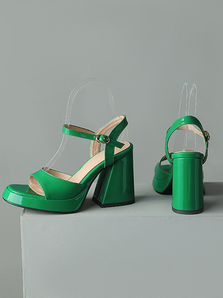 Leather Chunky Heel Sandals - Bold Muse Co