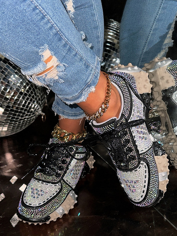 Rhinestone Thick Sole Sneakers