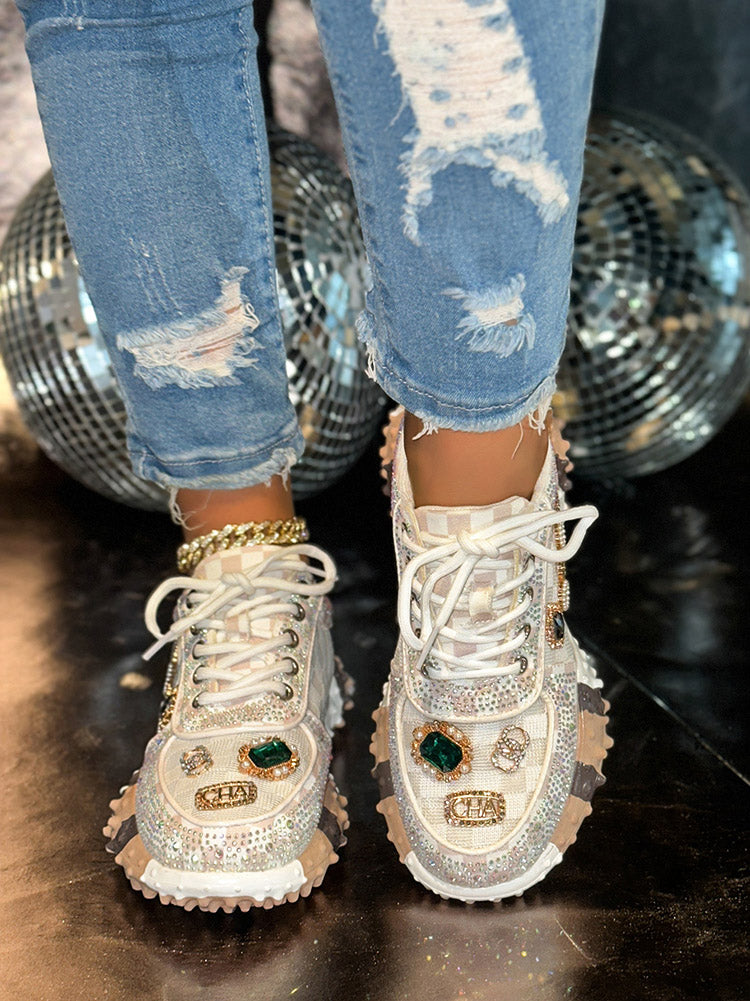 Rhinestone Thick Sole Sneakers