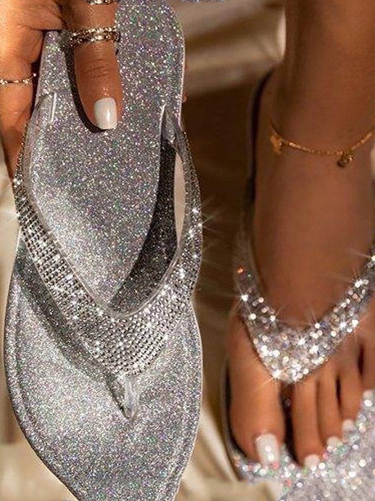 Rhinestone Sequin Flip-Flops - Bold Muse Co