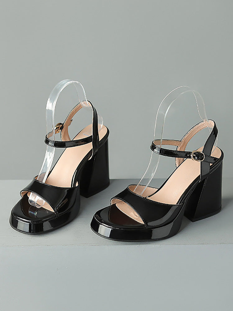Leather Chunky Heel Sandals - Bold Muse Co