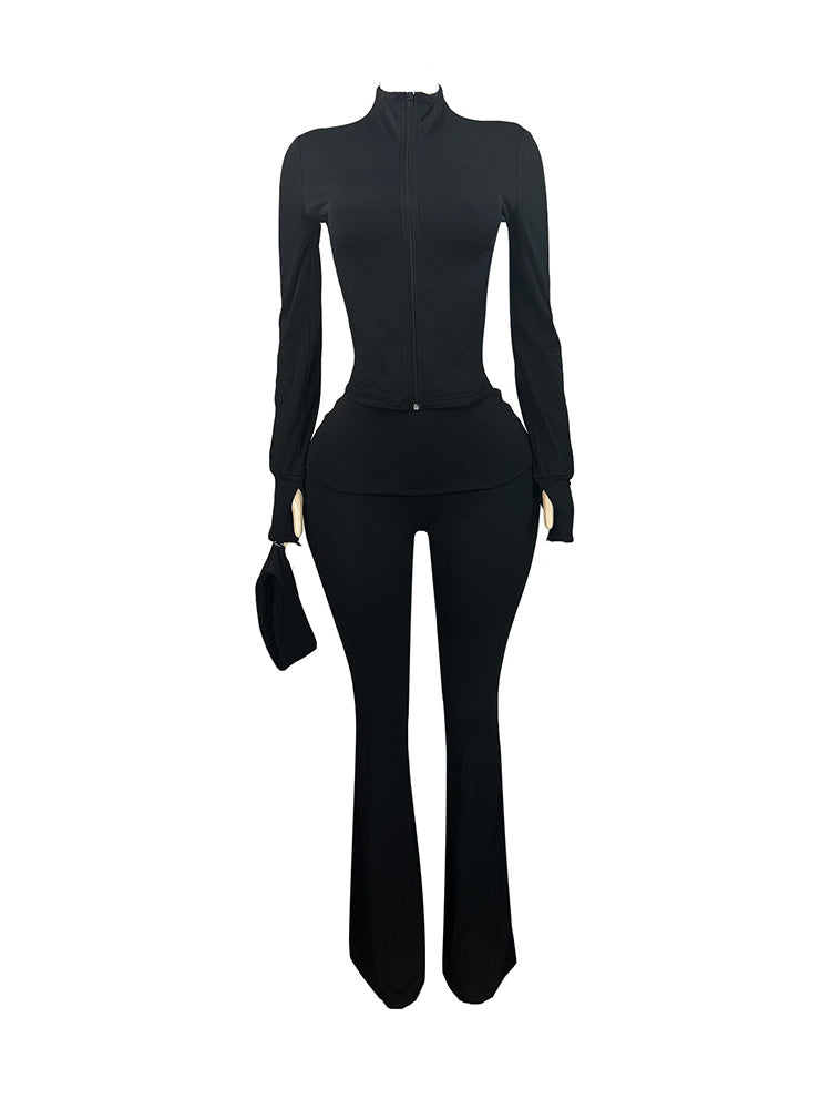 Sculpt Jacket & Flare Pants Set With Headband