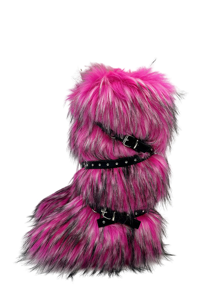 Buckle Faux Fur Boots - Bold Muse Co